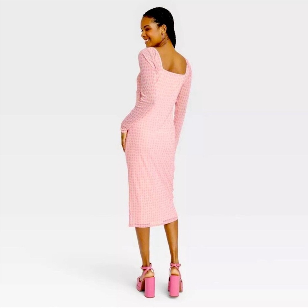 Pink Long Sleeve Midi A-Line Dress Various Sizes | NWT House of Aama - Picture 3 of 11